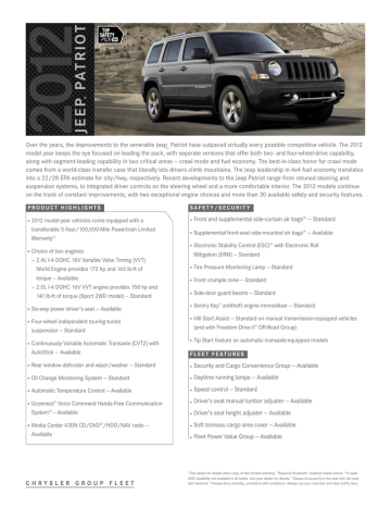  Especificaciones del Jeep PATRIOT