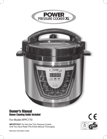 Tristar Power Pressure Cooker XL Owner's Manual | Manualzz