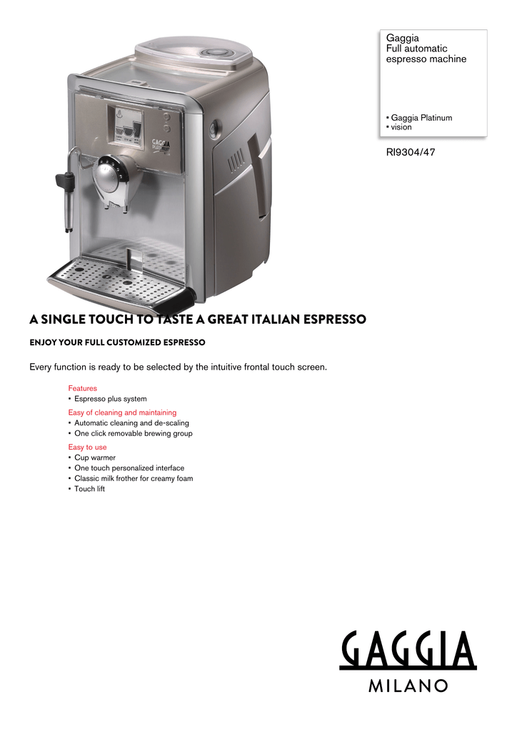 RI9304/47 Gaggia Full automatic 