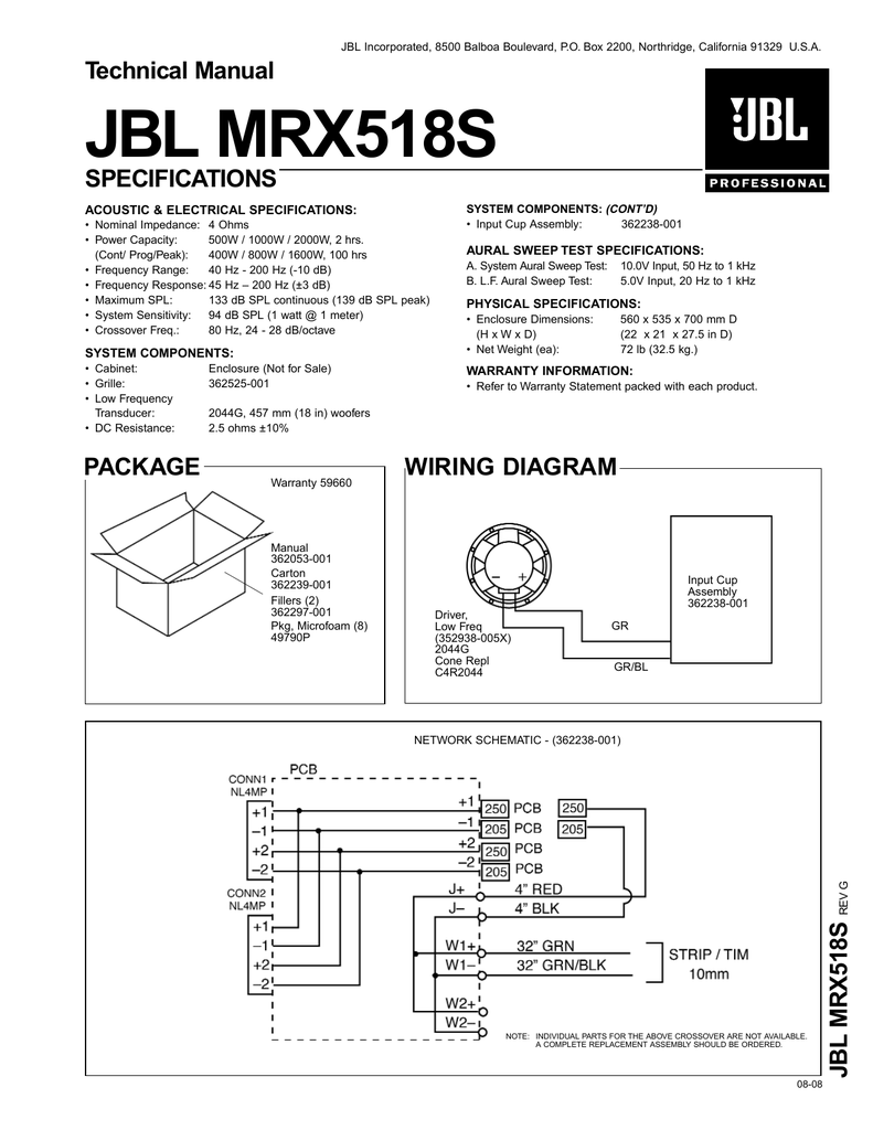 Схема колонки jbl