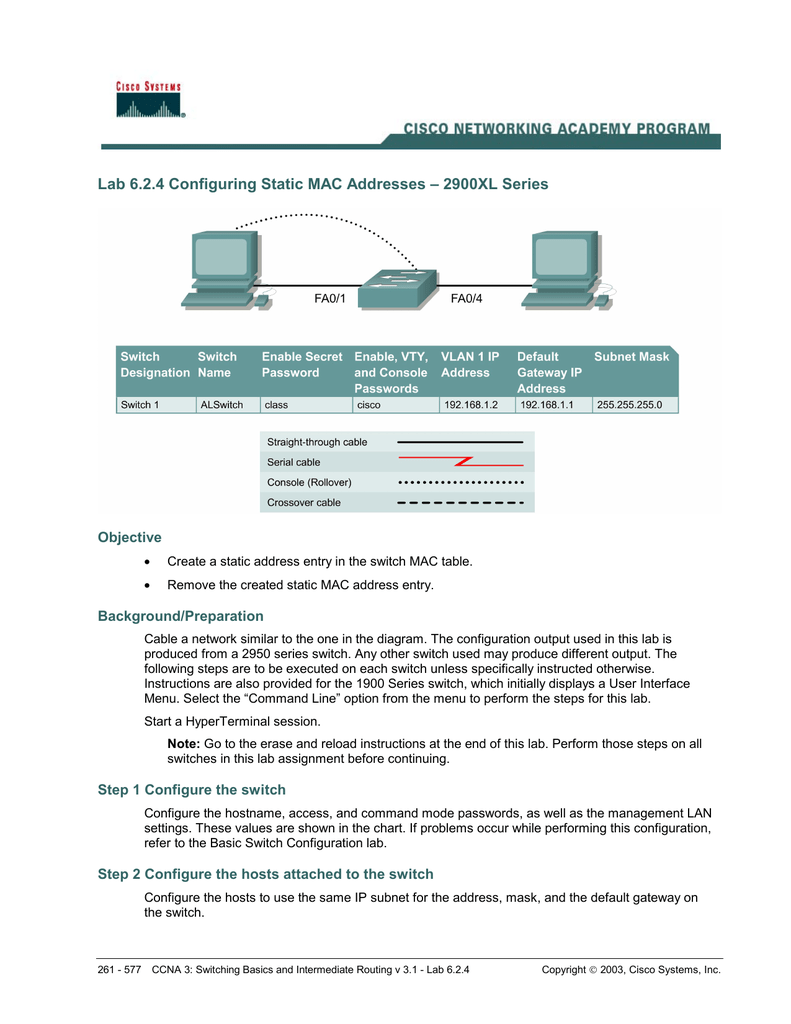 default gateway for setting up cisco 2950 switch