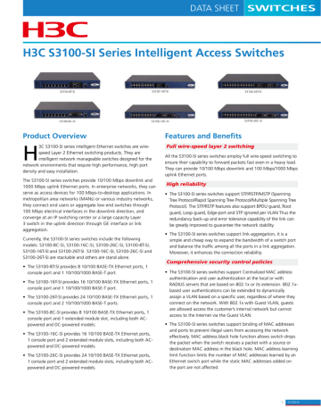 H3C S3100-SI Series Intelligent Access Switches | Manualzz