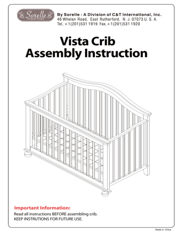 Sorelle vista hot sale elite instructions