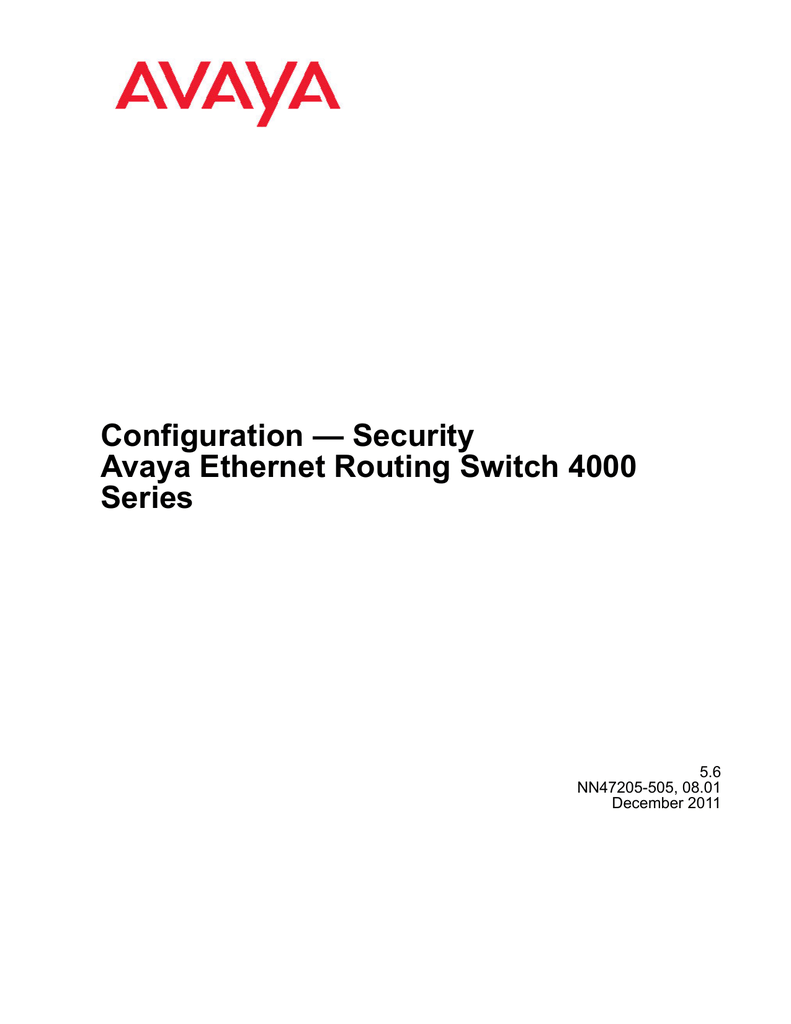 Configuration — Security Avaya Routing Switch 4000 Series