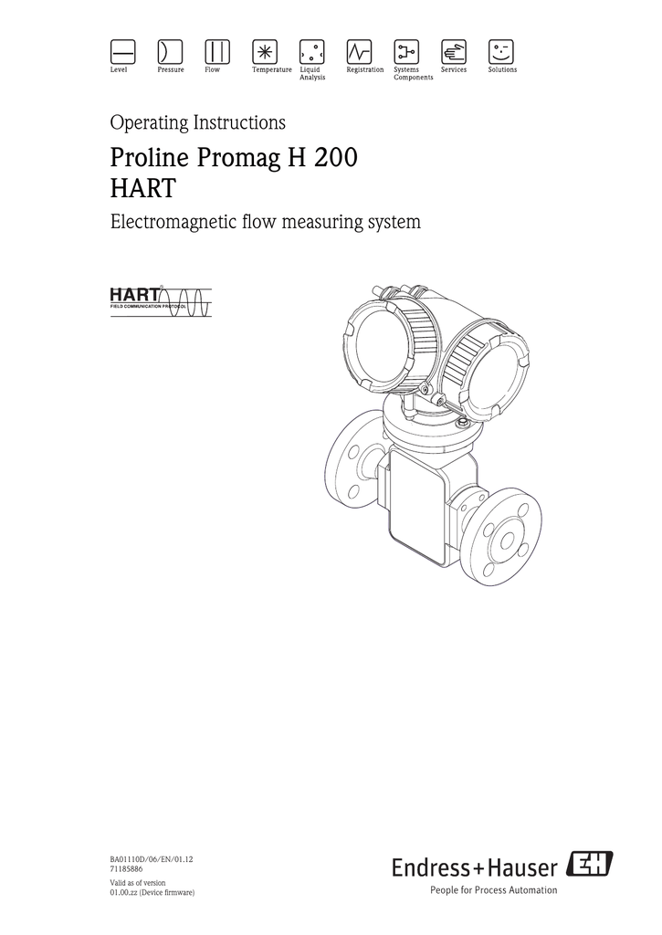 Endres+Hauser Proline Promag H 200 HART Operating Instruction | Manualzz