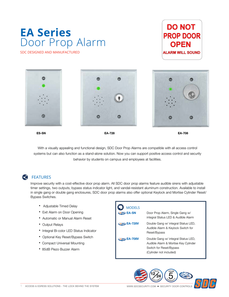 Ea Series Door Prop Alarm Manualzz Com
