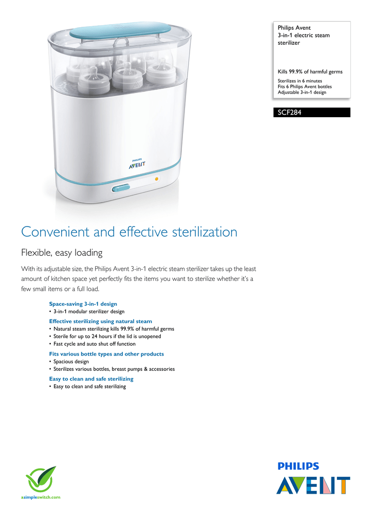 Scf284 01 Philips 3 In 1 Electric Steam Sterilizer Manualzz