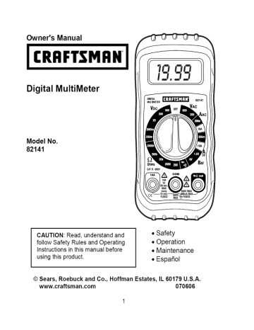 Craftsman 82141 El manual del propietario | Manualzz