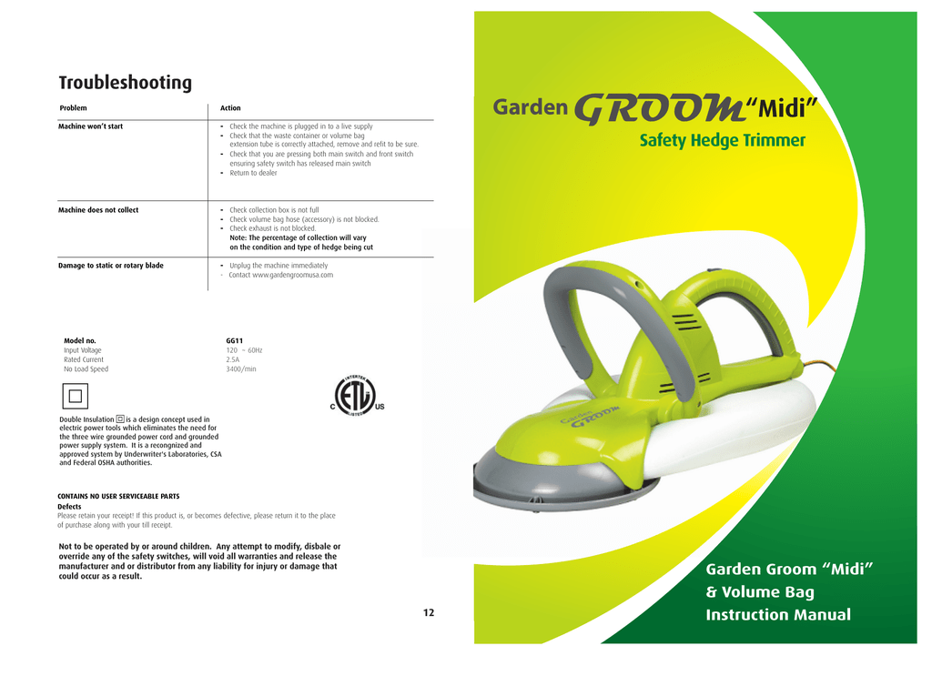 Garden Groom Pro Safety Hedge Trimmer Fasci Garden