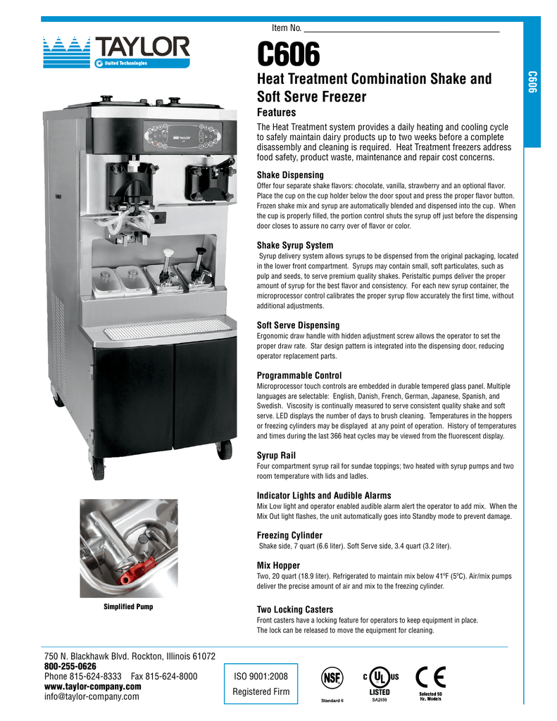 C606 Taylor Company Manualzz