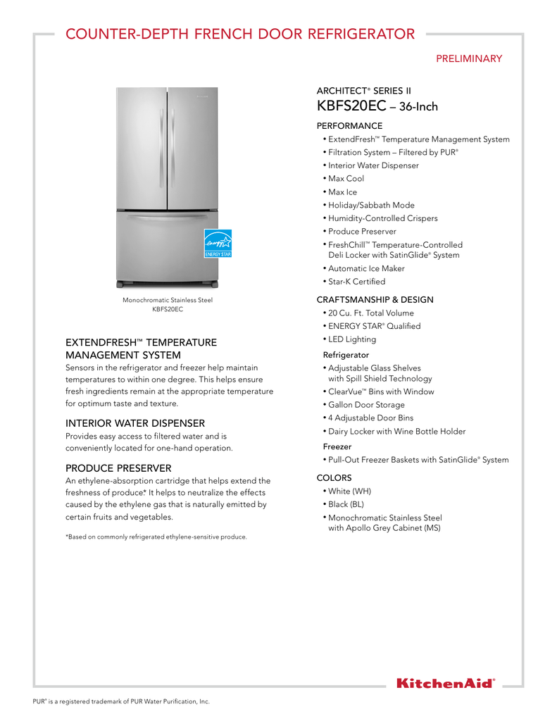 Counter Depth French Door Refrigerator Manualzz Com