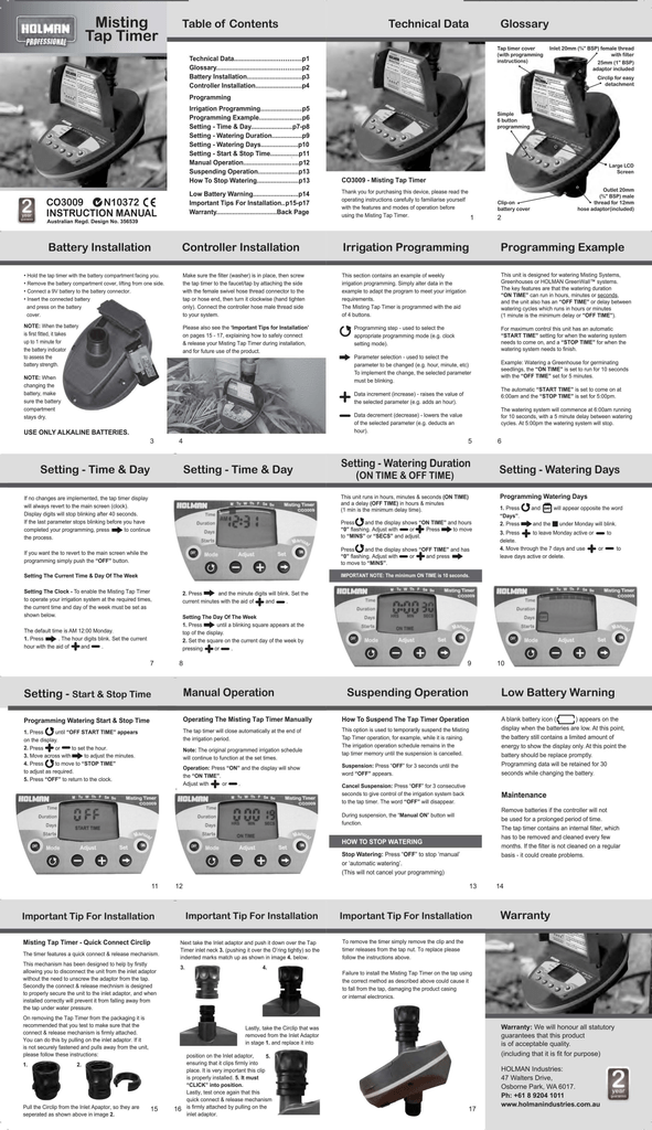 Holman CO3009 User manual Manualzz