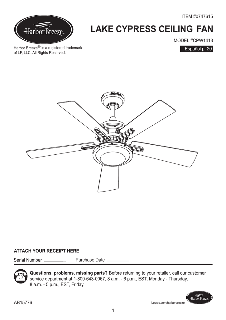 Harbor Breeze Cpw1413 User Manual, Harbor Breeze Ceiling Fan Parts Diagram