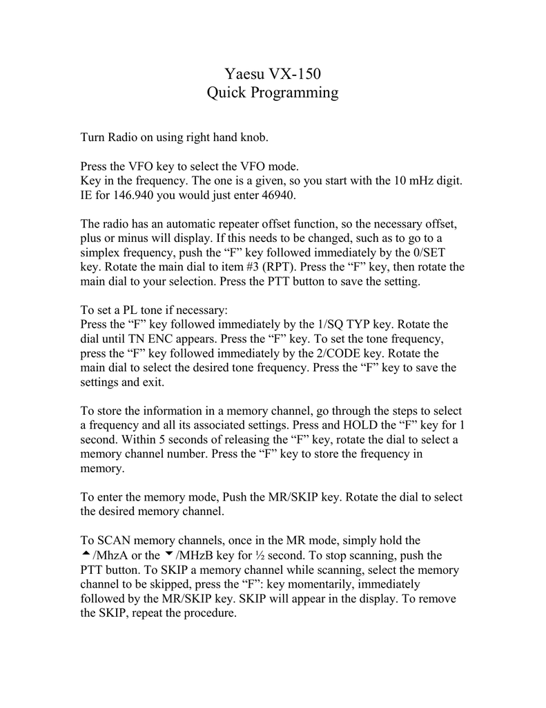 Yaesu Vx 150 Vertex Standard Vx Manualzz