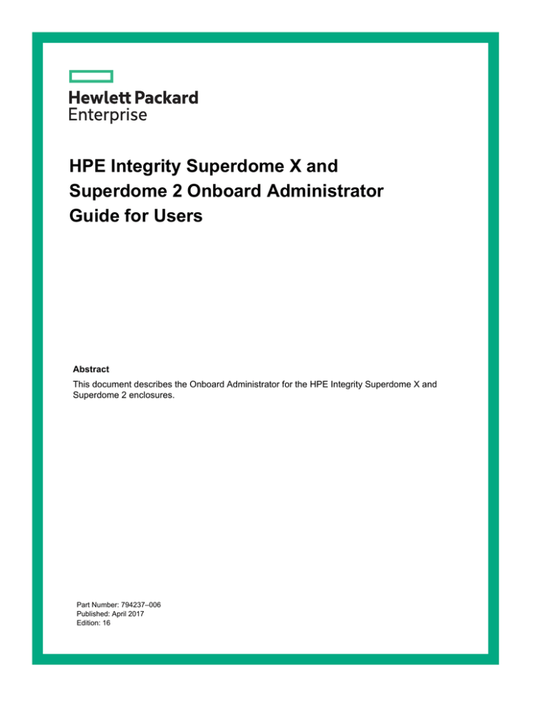 HPE Integrity Superdome X and Superdome 2 Onboard | Manualzz