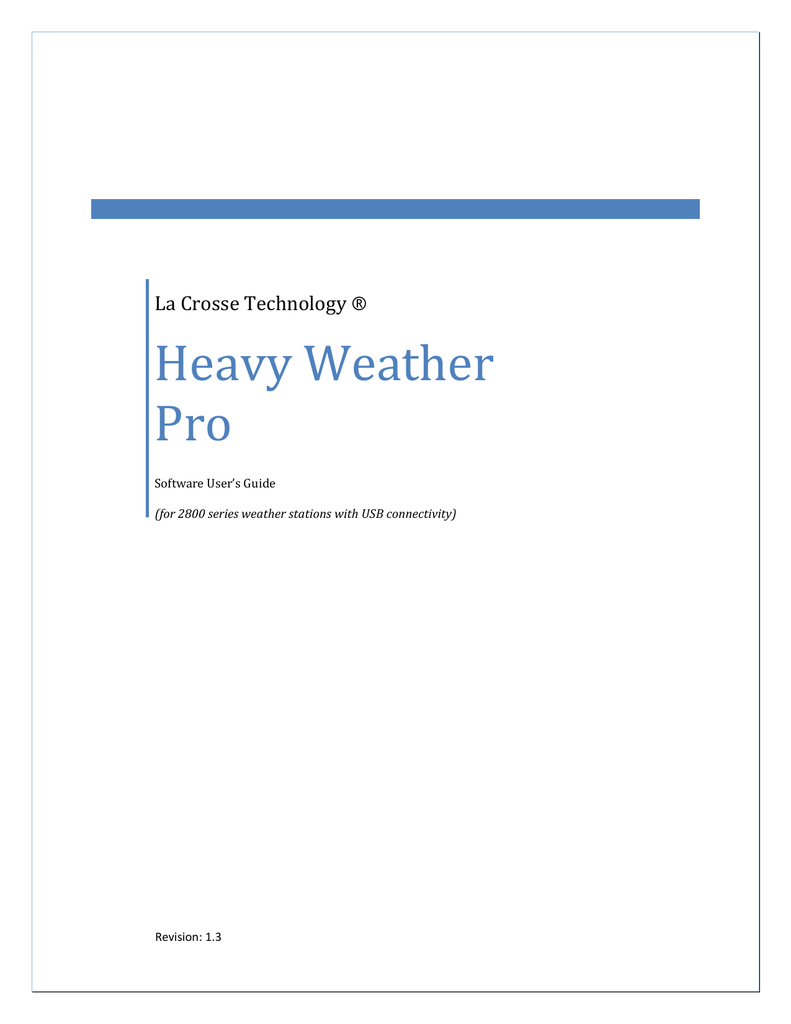 Heavy Weather Pro User s Guide Manualzz