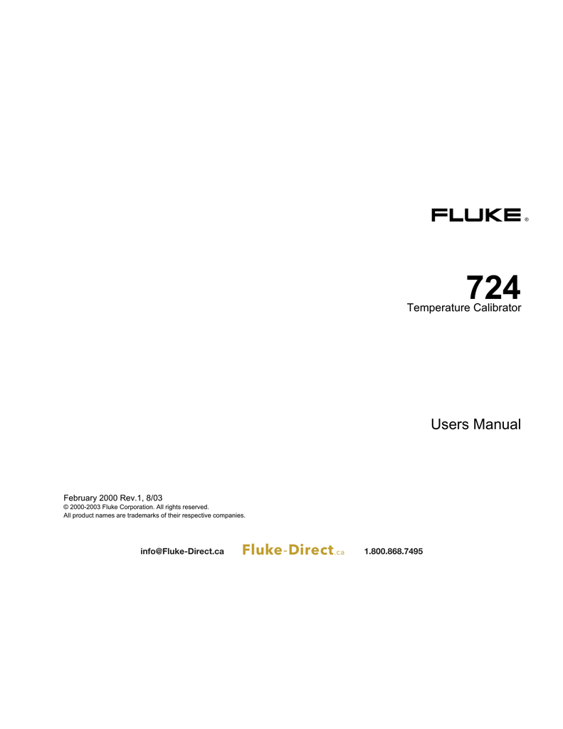 Fluke Corporation Fluke 724 Temperature Calibrator Manual Manualzz