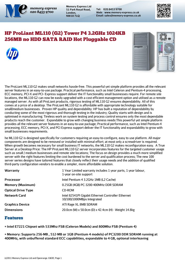 HP 1GB ECC PC3200 DDR SDRAM DIMM 354563-B21