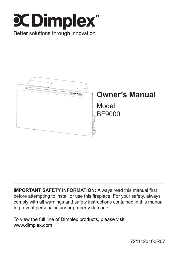 Dimplex BF9000 Fireplace Manual Manualzz