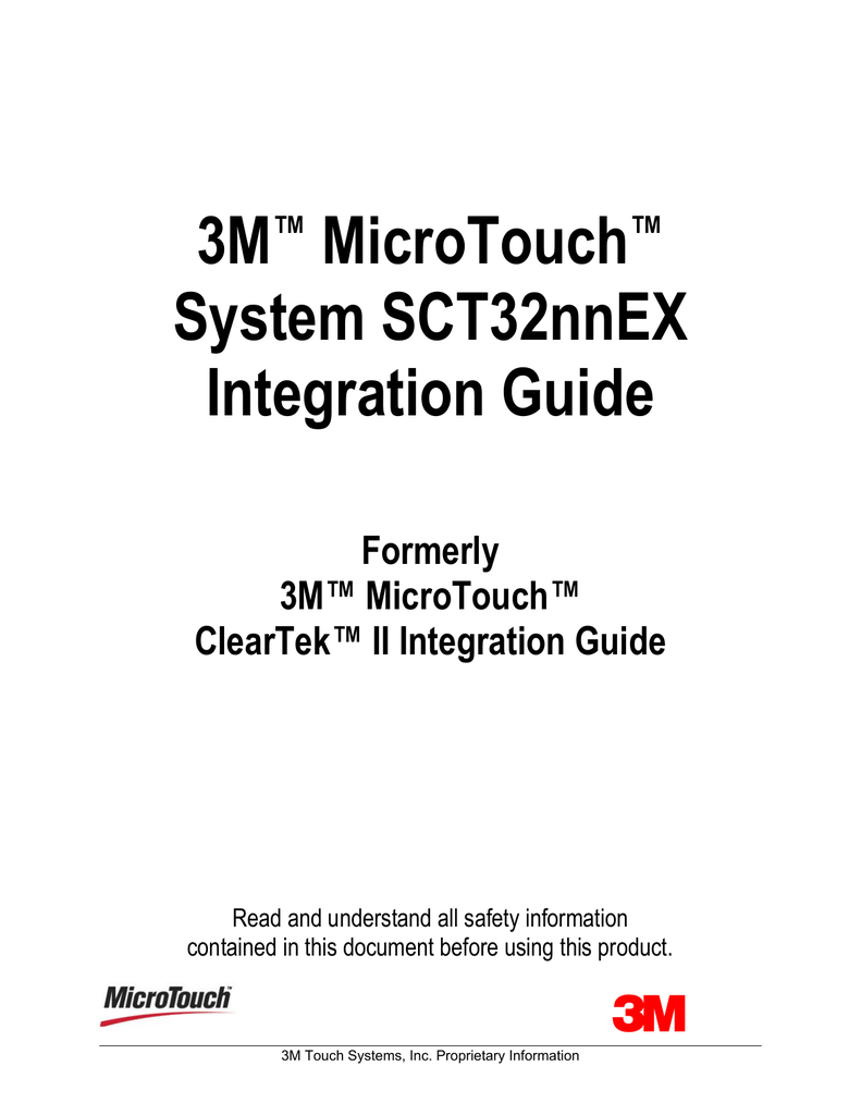 3m™ Microtouch™ System Sct32nnex Integration Guide Manualzz 1501