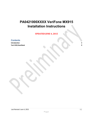 PA0421000XXXX VeriFone MX915 Installation Instructions | Manualzz