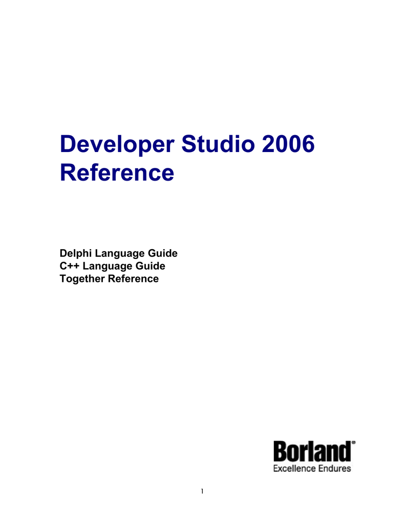 Developer Studio 2006 Reference | Manualzz