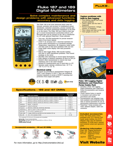 Fluke 187 189 Digital Multimeter Datasheet | Manualzz