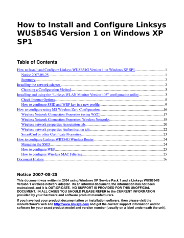 linksys wusb54g software windows xp