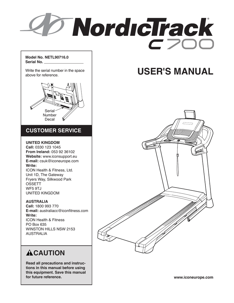 Nordictrack best sale s20 manual