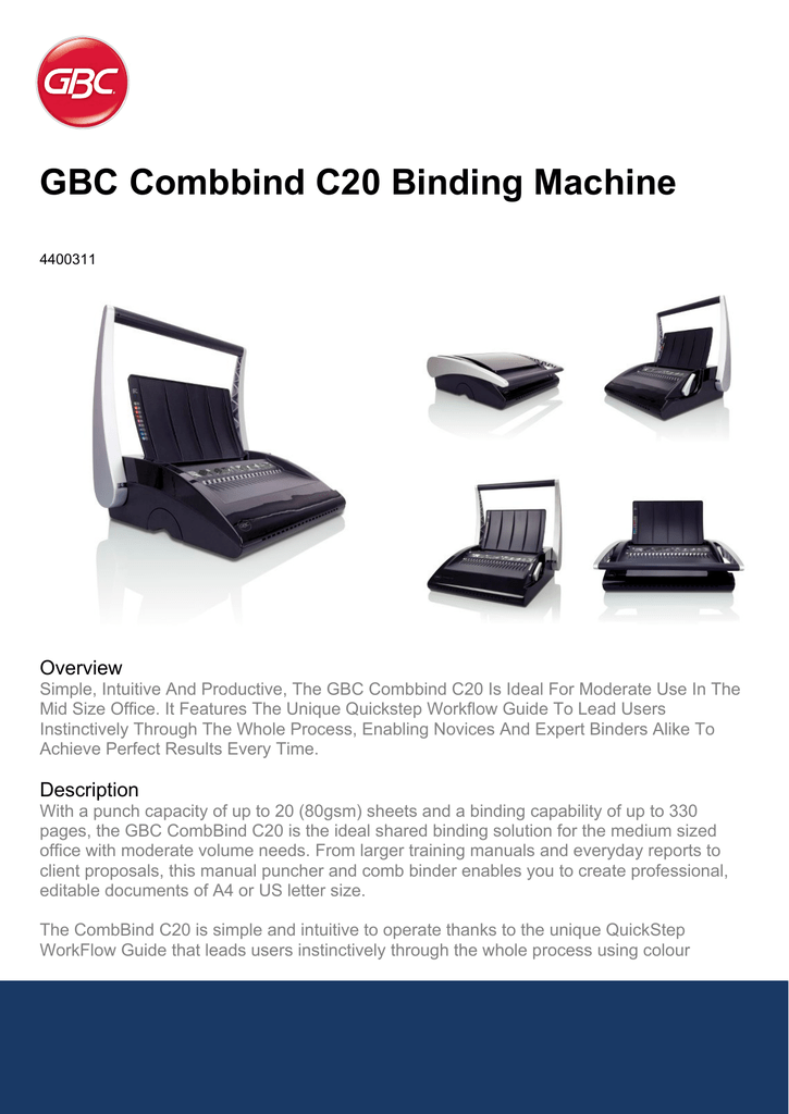 GBC Combbind C20 Binding Machine Manualzz
