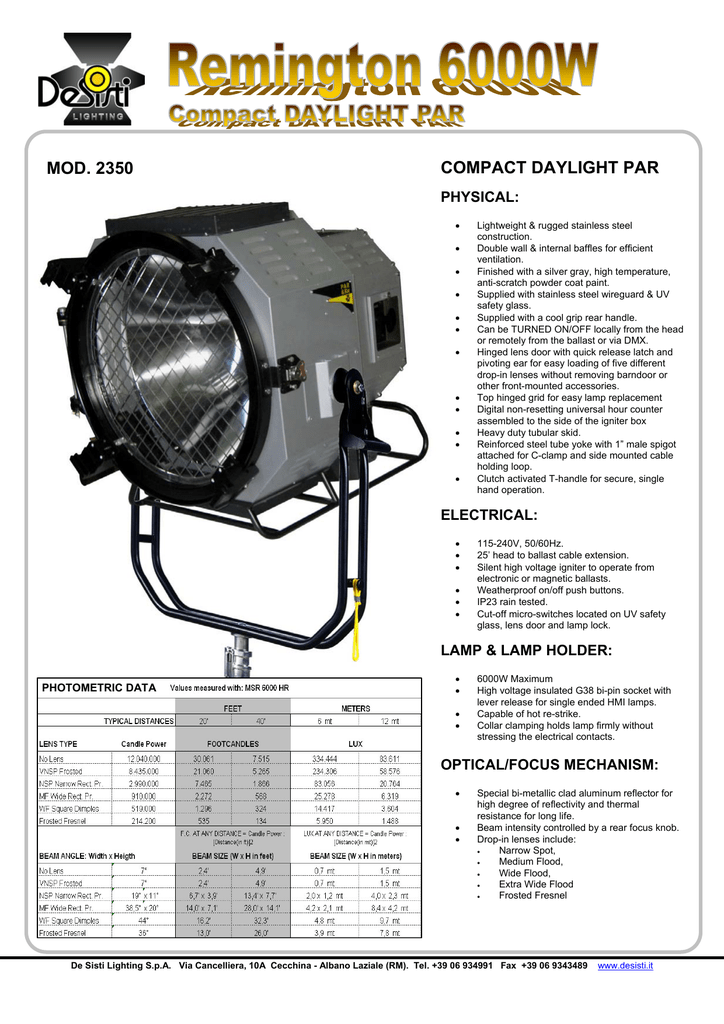 Mod 2350 Compact Daylight Par Manualzz