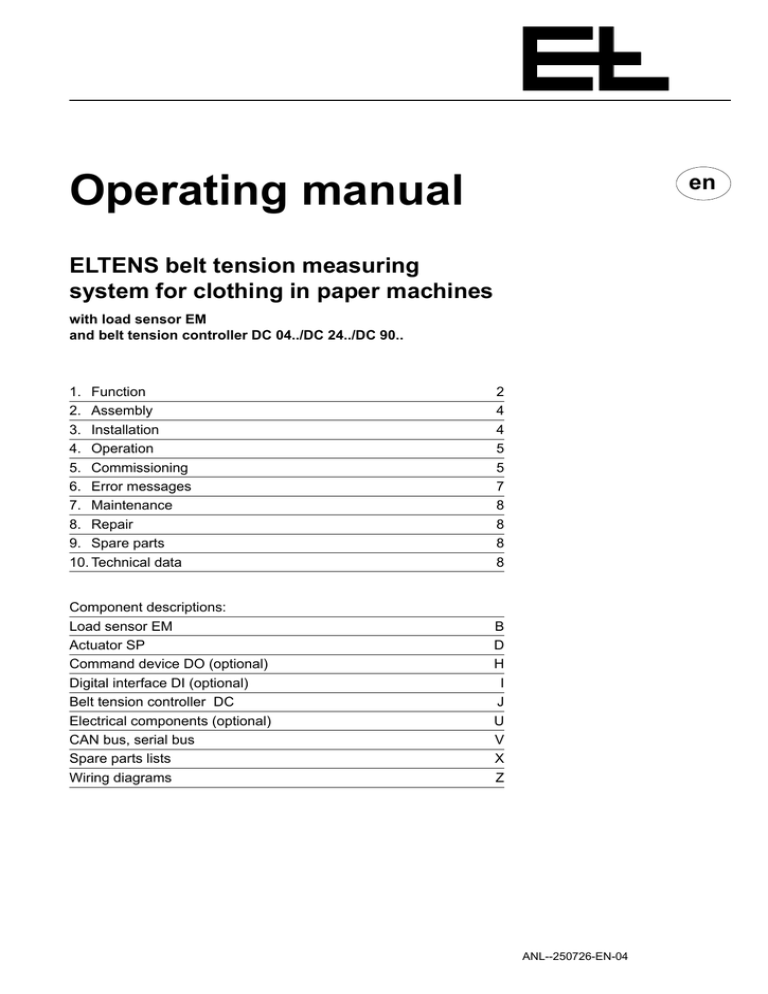 Operating Manual En Eltens Belt Tension Manualzz