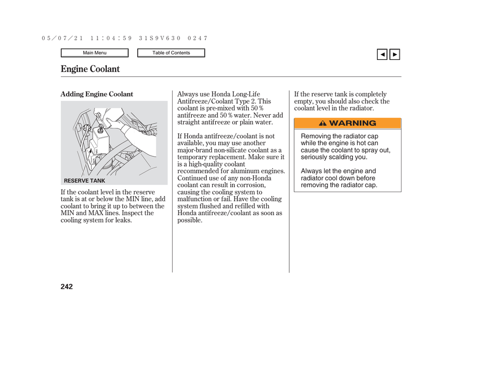 Engine Coolant  Manualzz