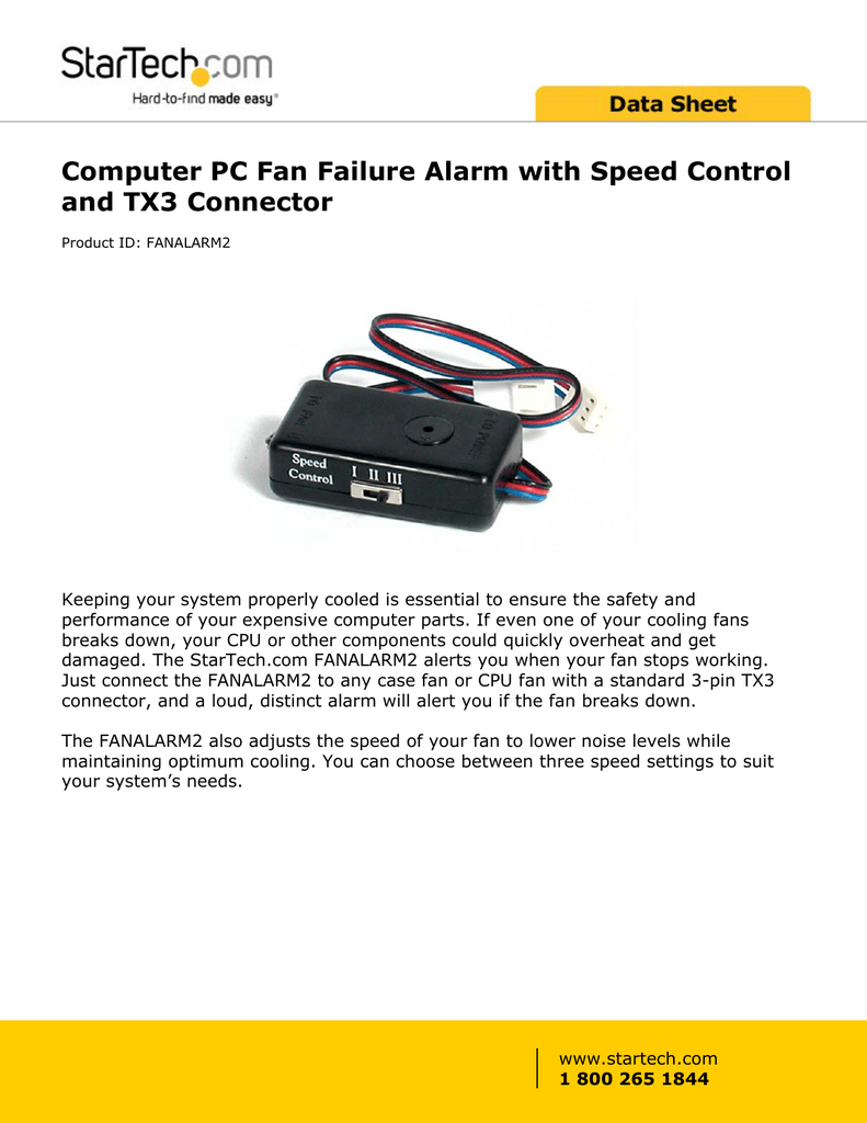 Computer Pc Fan Failure Alarm With Speed Control Manualzz