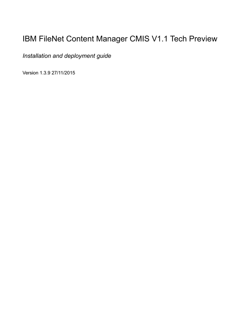 IBM Content Manager CMIS V1.1 Tech Preview Manualzz