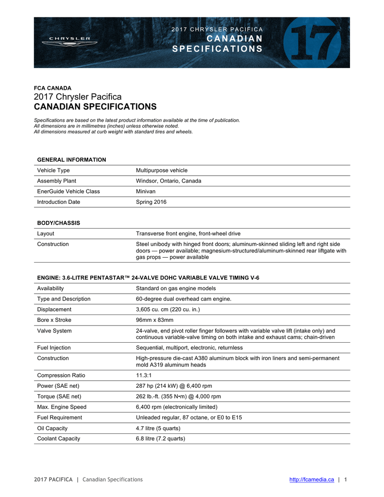 2017 chrysler pacifica hp