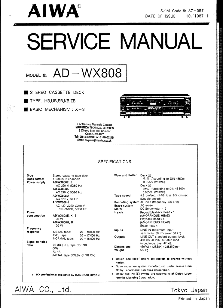 Aiwa-AD-WX808-Service-Manual | Manualzz