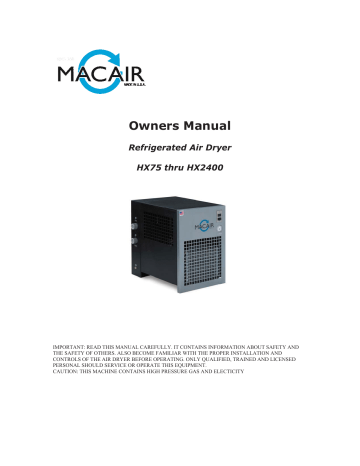 Owners Manual Refrigerated Air Dryers For Pressed Air Manualzz