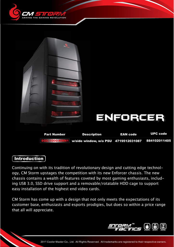 Cm Storm Enforcer Product Sheet Only Sidewin Ai Manualzz