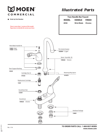 Moen 8938 M-Bition 2-Handle Bar Faucet in Chrome Instructions ...