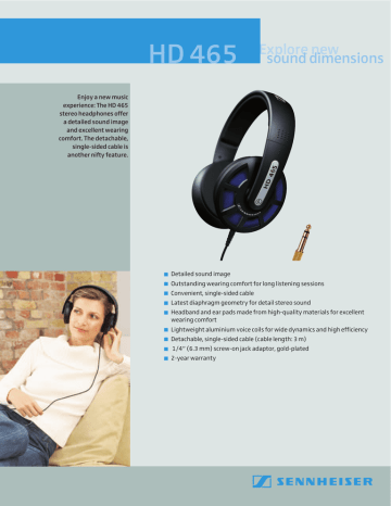 Sennheiser HD 465 Headphones User manual | Manualzz