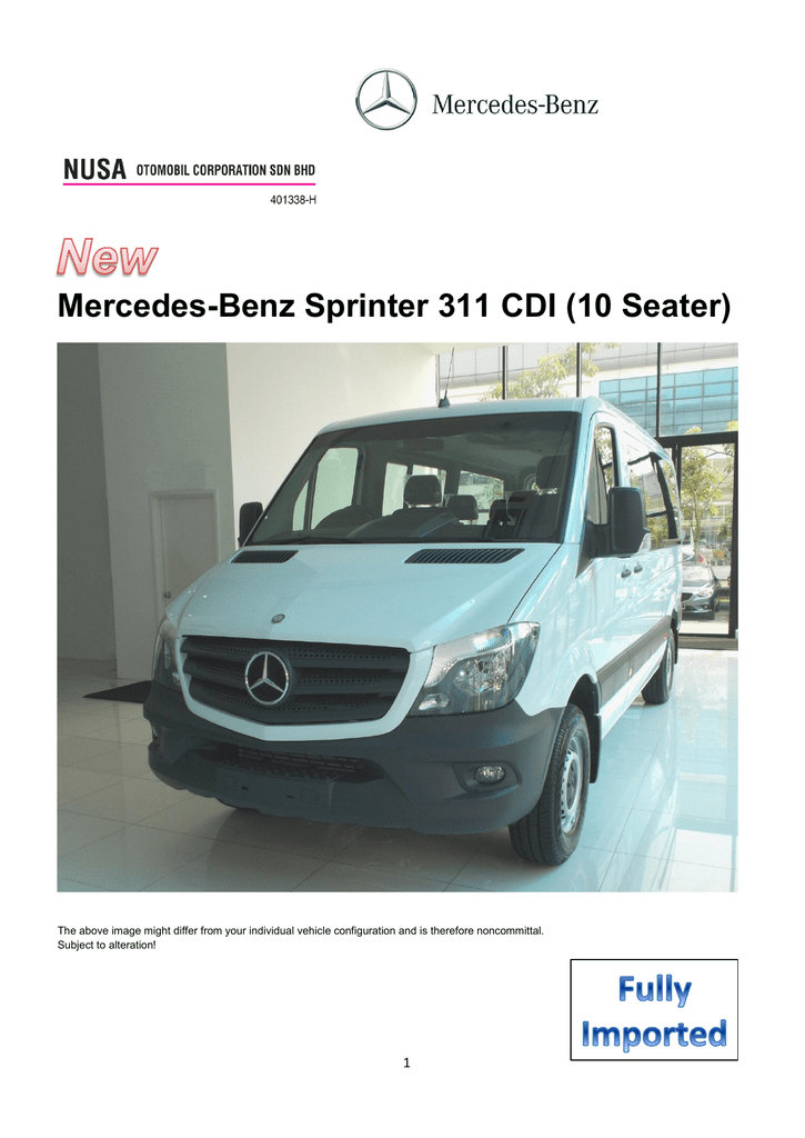 Mercedes Benz Sprinter 311 Cdi 10 Seater Manualzz