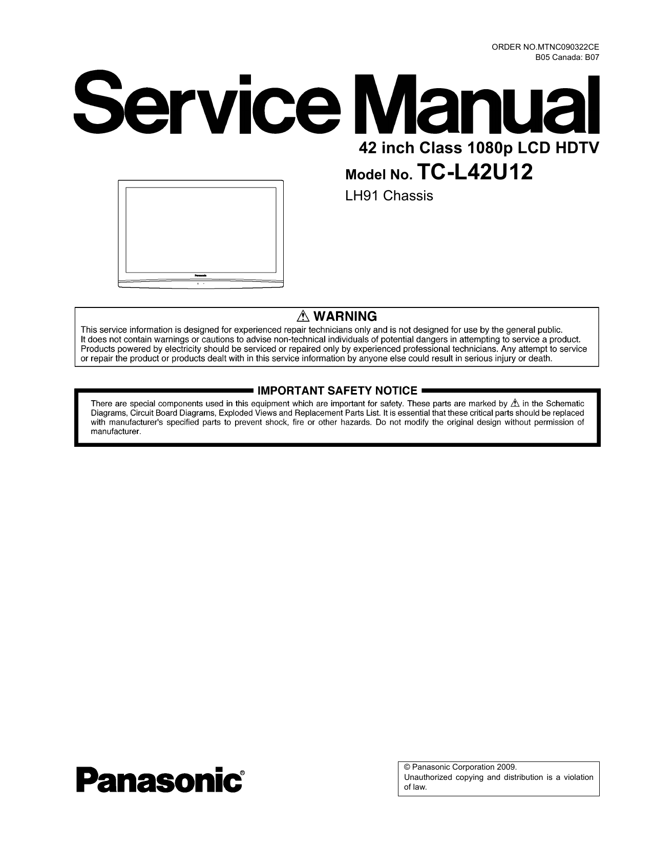 42 inch Class 1080p LCD HDTV - Panasonic Parts and Accessories |  manualzz.com