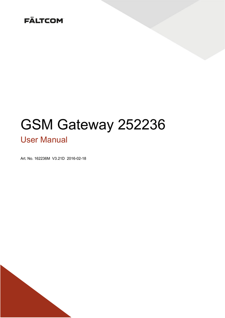 Ru Buskruit terras GSM Gateway Manual - Fältcom Webshop | Manualzz