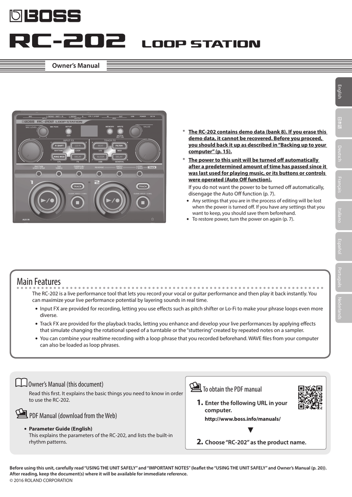 BOSS RC-202 Loop Station 箱説付き - aerotown.com.br