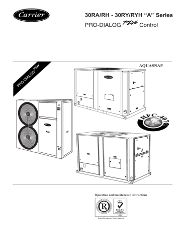 Carrier AQUASNAP 30RA/RH Operation & Maintenance Instructions Manual ...