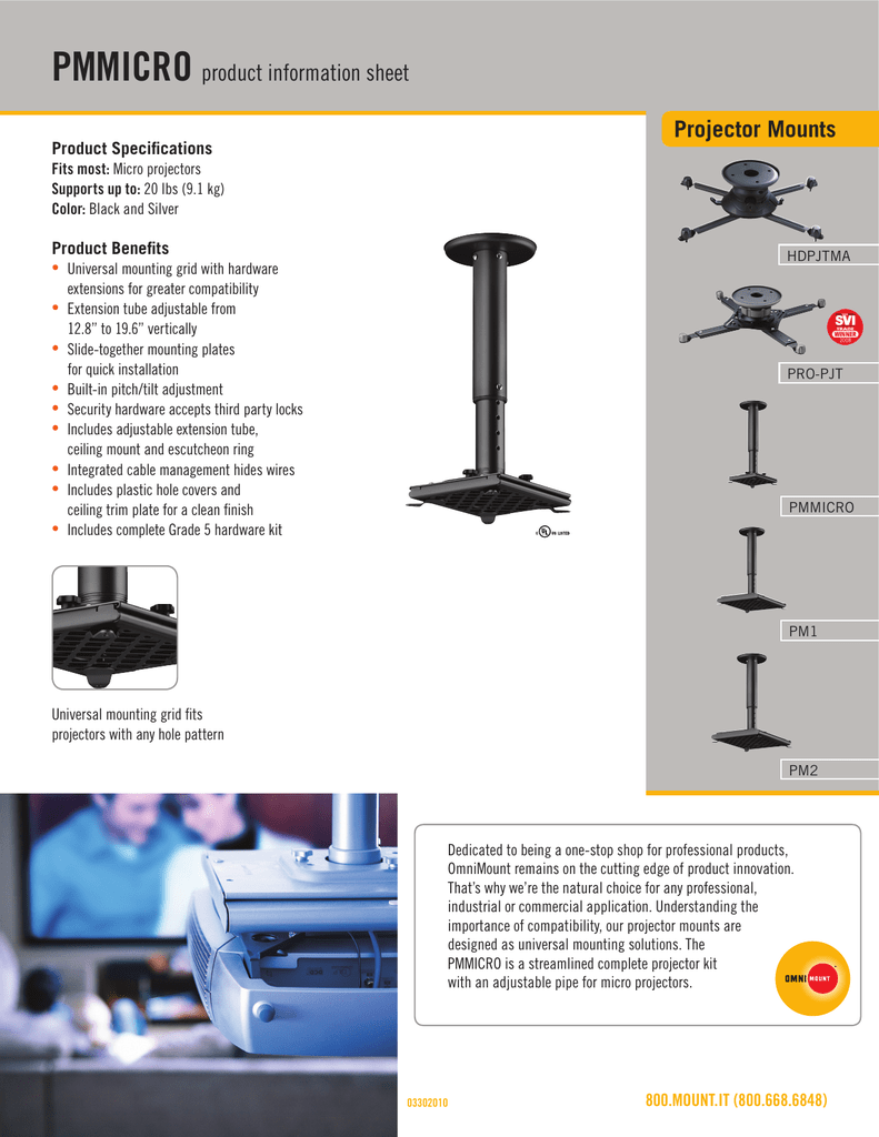 Projector Mounts Product Information Sheet Indd Manualzz Com