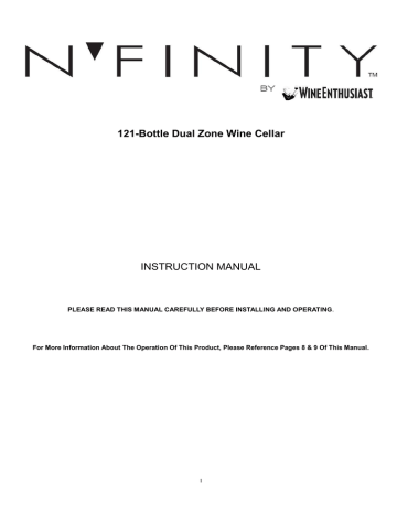 WineEnthusiast N'Finity 121-Bottle Dual Zone Wine Cellar Instruction manual | Manualzz