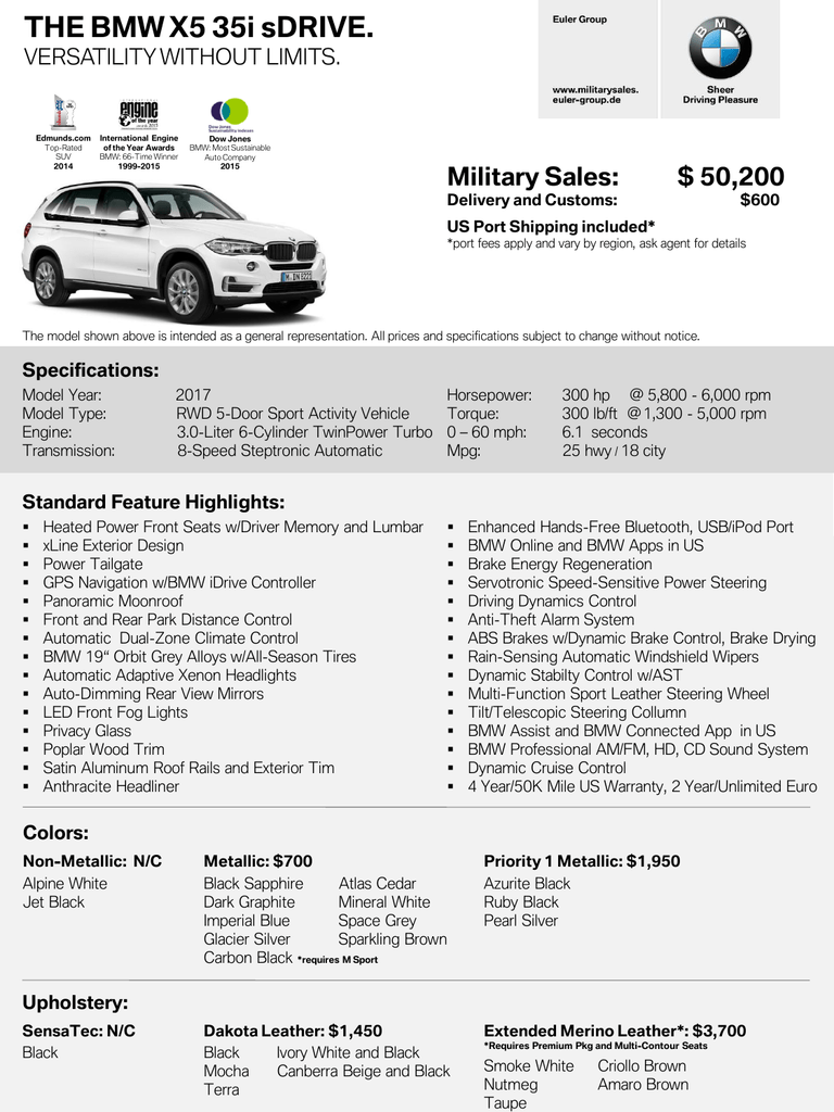 Bmw X5 Military Sales Offer Euler Group Military Sales