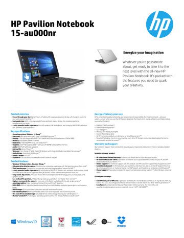 HP Pavilion Notebook 15-au000nr | Manualzz